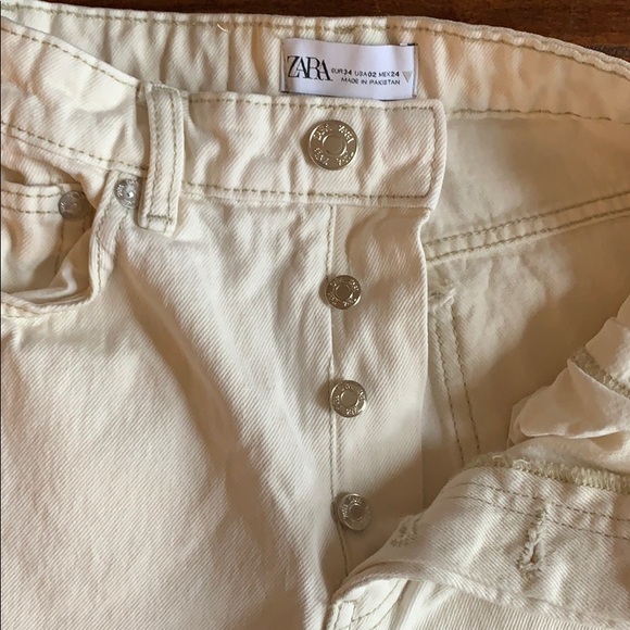 Hi rise ankle length straight leg beige jeans - Picture 4 of 4